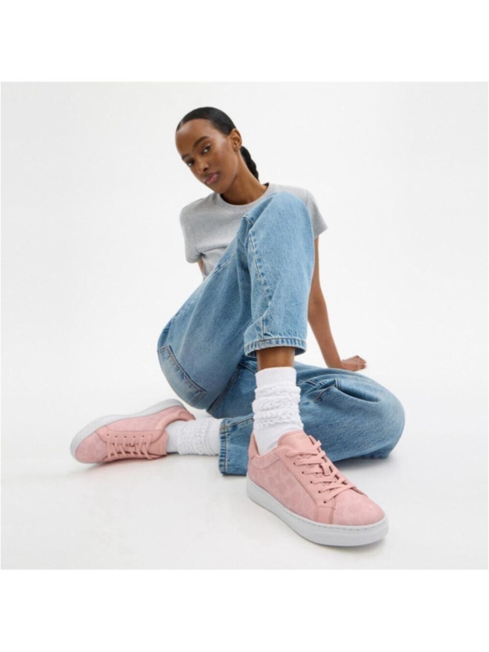 NEW Coach High Line CBT39 Powder Pink Signature Sneakers Size 6.5 NIB - Picture 8 of 10